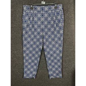 J. Crew Womens Size 8 Blue Tile Medallion Style C0877 Drapey Dress Pants